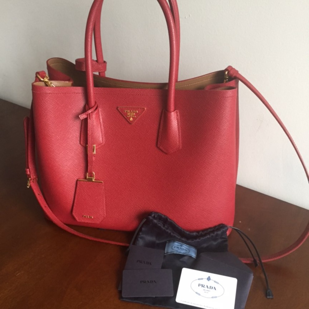 Prada Saffiano Cuir Large Double Bag - Picture 4 of 5